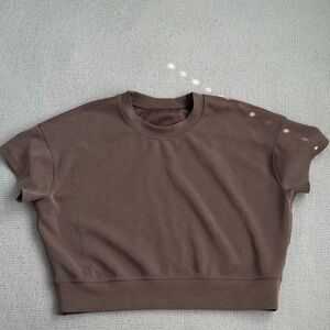 Lululemon Softstreme Perfectly Oversized Cropped Crew Brown Size 8